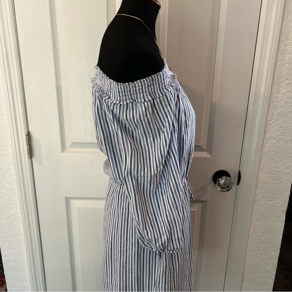 Tommy Hilfiger Blue and White Striped Midi Dress | Size SP - Picture 5 of 10